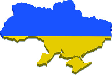 Canvas Print - Ukraine country map with flag