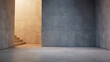 © RocknRoller Studios - Modern Minimalist Interior with Tiled Concrete Walls and Bare Concrete Floor. Unfurnished Room, Architectural 3D Render.