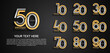 set anniversary logotype premium collection gold and silver color isolated on black background