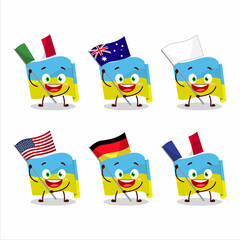 Poster - Ukraine flag cartoon character bring the flags of various countries