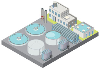Wall Mural - Isometric industrial area of desalination plant