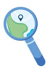 Sticker - magnifying glass with map