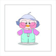 Favorite Lalafanfan duck in clothes. Popular soft toy. Vector illustration. T-shirt printing