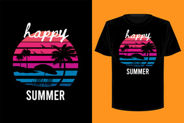 Sticker - Happy summer retro vintage t shirt design