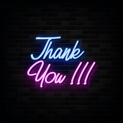 Wall Mural - Thank You Neon Signs Vector. Design Template Neon Style