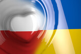 Fototapeta  - Polska i Ukraińska flaga z sercem