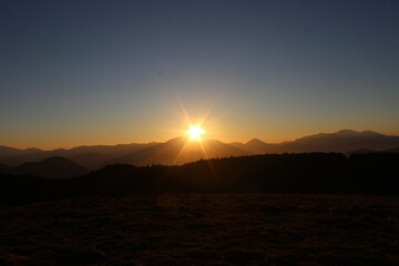 Canvas Print - Tramonto in montagna