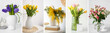 © Pixel-Shot - Vases with beautiful bouquets of fresh flowers in room
