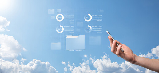 Business developer hand using board framework on virtual modern computer showing innovation Agile software development lean project management tool fast changes concept.Document Management System DMS