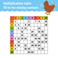 Paste The Missing Numbers. Learning Multiplication Table. Handwriting Practice. Education Developing Worksheet. Color Activity Page. Game For Children. Easter Theme.