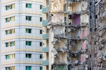 Building demolished in Abu Dhabi, United Arab Emirates