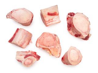 Beef bone marrow isolated on white background, Beef Stock Bone, Marrowbone on white With clipping path.