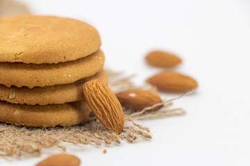 Wall Mural - biscuit or cookies over on white background,