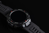 Fototapeta Psy - Smart watch concept on black background, display turned off