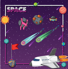 Sticker - Space element template in space background