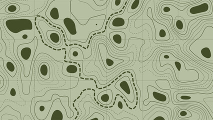 Military topographic map. The geographical basis of the relief. Contour map. The terrain of military operations. Vector illustration.