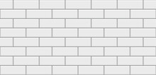 Tile Subway. Brick Wall. Seamless Metro Background. White Kitchen Backsplash. Ceramic Pattern. Apron Faience Print. Cement Texture. Old Rectangle Brickwall. Vintage Stone Surface. Vector Illustration