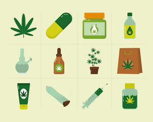 Poster - medicinal cannabis icon set