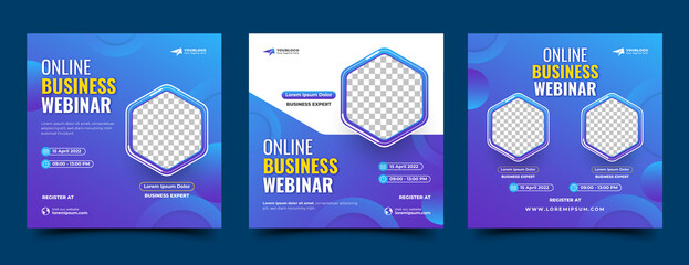 Wall Mural - set of webinar social media post design template. editable modern square banner with place for the p