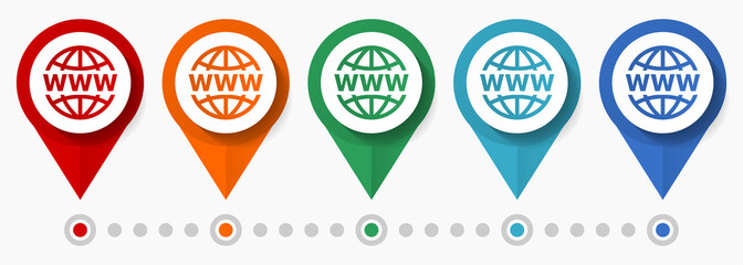 Poster - Www, web concept vector icon set, flat design internet pointers, infographic template easy to edit