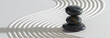 canvas print picture - Japanese ZEN garden with yin yang stone in textured sand