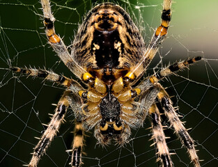 Sticker - Macro shot of the Araneus cavaticus, barn spider.