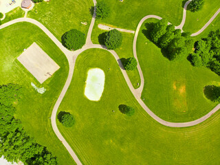 Canvas Print - Aerial shot of a beautiful pathway chased by a drone.