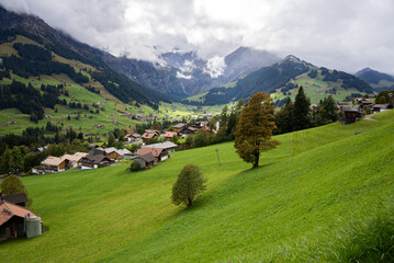 Sticker - Mesmerizing shot of countryside cottages on a mountain