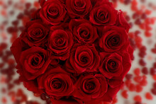 Closeup Shot Of A Beautiful Bouquet Of Red Roses Isolated On A White Background