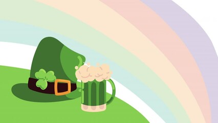 Sticker - saint patricks day tophat and beer