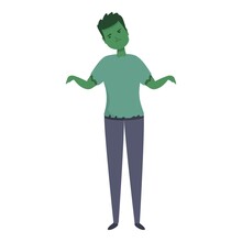 Green Zombie Costume Icon Cartoon Vector. Halloween Kid. Cute Party