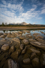 Sticker - Scenic view of the Mountain of Jasper with little rocks in front