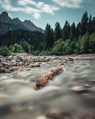 Canvas Print - Beautiful view of a river with long exposure in a forest