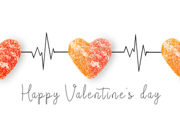 Sticker - Valentine's postcard with heart-shaped marmalades and heart rate