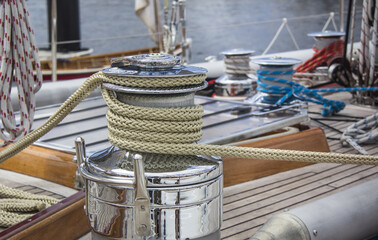 Canvas Print - Closeup shot of sailing ropes