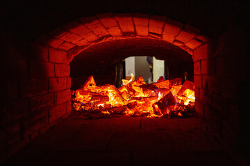 Wall Mural - Closeup of a fireplace