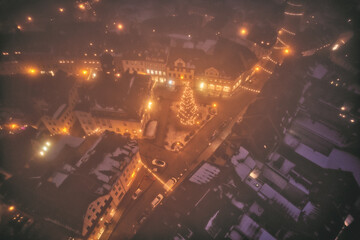 Poster - Mesmerizing shot of an old town during Christmas at night