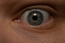 Closeup Shot Of A Human's Wide-open Beautiful Blue Eye