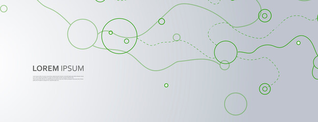 Fototapete - Horizonal banner with dynamic waves and dots. Vector minimal style. Corporate wallpaper presentation. Abstract cover illustration