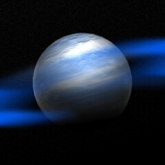 Wall Mural - Eerie scenery of a planet in cosmos in blue lights