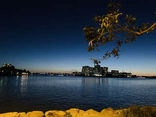Wall Mural - Beautiful night cityscape  shot