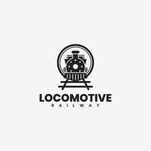 Badge Of Locomotive Train Logo Vector Vintage Design