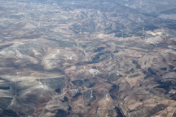 Canvas Print - Bird's eye view of windmills in Spain