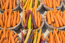 Closeup Of Carrots In A Market