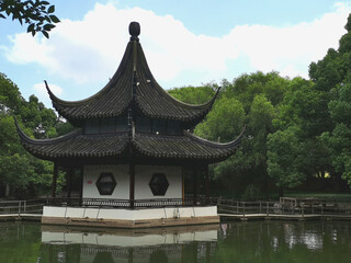 Wall Mural - Exterior view of the Xiyuan temple under a blue cloudy sky on a sunny day