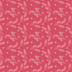 Sticker - Seamless vector illustration of the beautiful red background with leaves for wallpapers