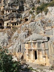 Canvas Print - Lycian rock-cut tombs in Myra, Turkey. Ancient tombs in the rock, Lycian culture