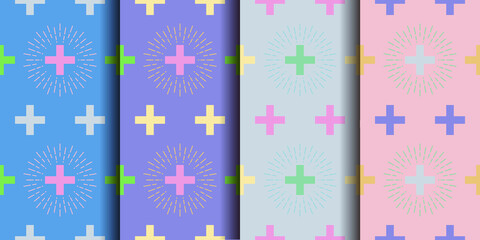 Poster - Vector illustration of four colorful similarly patterned backgrounds