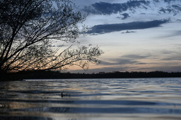 Sticker - Scenic view of a lake in a forest in Willmar, Minnesota