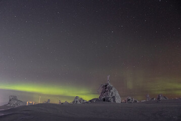 Wall Mural - Breathtaking scenery of the Northern Light in the clear sky of Finnish Lapland